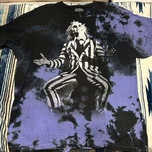 Official Beetlejuice Unisex Tie dye purple Graphic Shirt. L